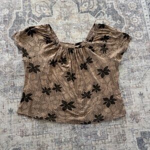 90s Brown Flower Print T-Shirt Plus Size Oversized 3X Tee